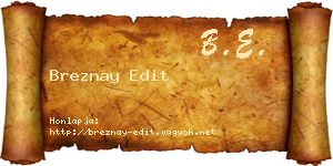 Breznay Edit névjegykártya